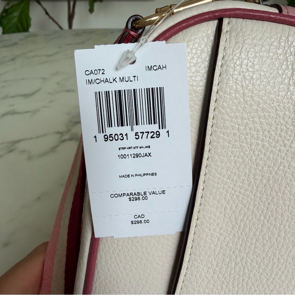 NWT Coach Mini Jamie Camera Bag With Stripe Heart Motif CA072 Chalk Pink Gold - Picture 8 of 11
